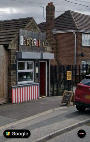 Barbers Inc and the HAIR CUT? board, street view