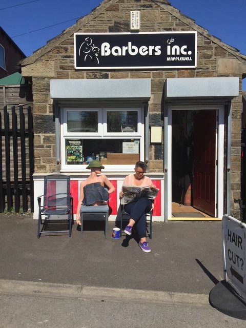 The Barbers Inc shopfront on Towngate, Mapplewell